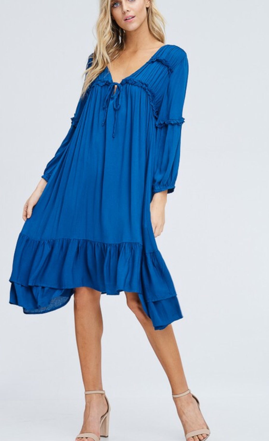 Loose Casual Teal Blue Dress - BRIDGET CUNNINGHAM