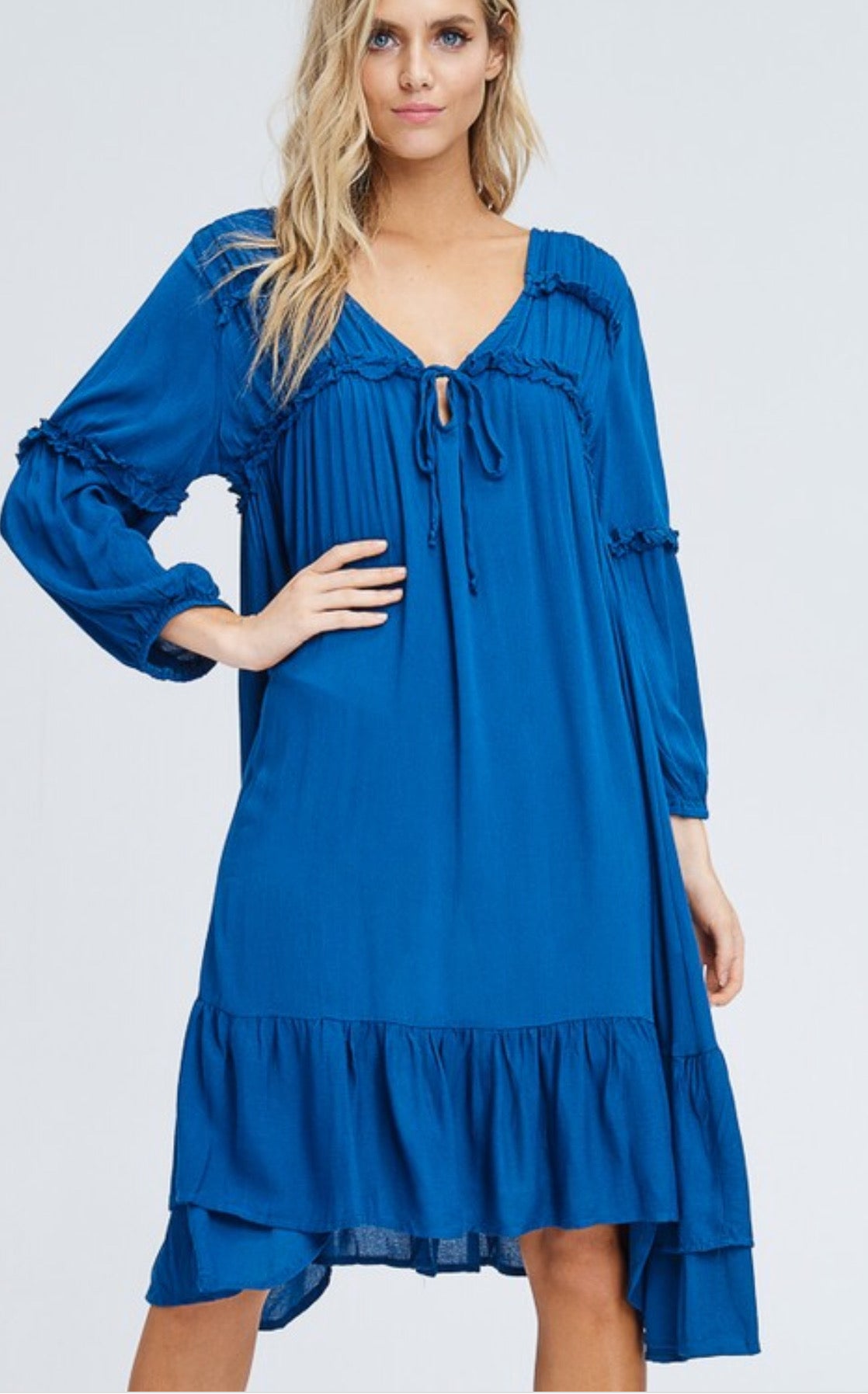 Loose Casual Teal Blue Dress - BRIDGET CUNNINGHAM